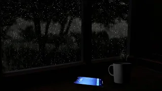 Midnight Heavy Rain Hitting Window Sounds | Rain on Window 3 Hours