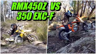 Comparing a 450 Dirt Bike to a 350 Dirt Bike RMX450Z VS 350 EXC-F