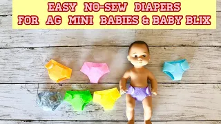 No-Sew Diapers with Free Pattern for AG Mini Babies & Baby Blix Easy DIY Tutorial American Girl Doll