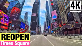 ⁴ᴷ⁶⁰ Times Square after New York City Reopening 2020-Driving Manhattan via Radio City Music Hall NYC
