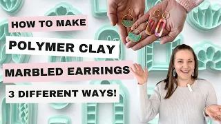 Polymer Clay Marbled Earrings Tutorial - 3 different techniques!