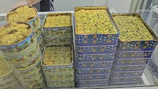 Extremely Sweet Sohan with Saffron and Rose Water - Iranian Street Food