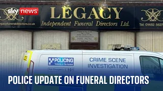 Humberside Police deliver an update after 34 bodies removed from funeral directors
