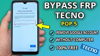 Tecno Pop 5 Bypass Frp | All Tecno Pop 5 Remove Google Account Lock (android 10, 11) Without pc