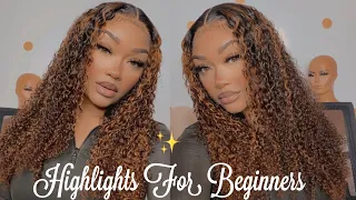 EASY Beginner friendly highlights ONE STEP| THIS HAIR IS BOMB!| Isee Kinky Curly Wig