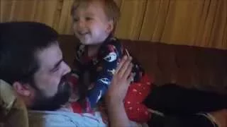 Two Year Old Toddler Whispers And Cuddles Daddy Sweet Moment