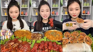 ASMR MUKBANG CHINESE SPICY EATING SHOW.[MZG eat@ #asmr #yummy#food#eating#spicy#beef #pork#155