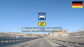 Driving in Germany: Bundesstraße B27 from Besigheim to Heilbronn - Neckar River Valley Scenic Drive