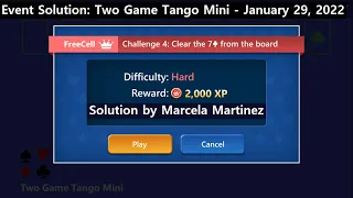 Two Game Tango Mini Game #4 | January 29, 2022 Event | FreeCell Hard