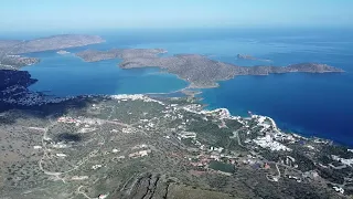 Agios Nikolaos & Elounda by Drone from ancient Naxos (Oxa mts)