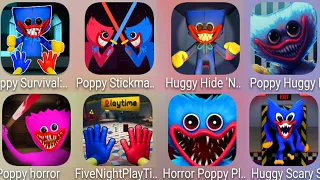 Poppy Huggy Playtime,Poppy Survival,Poppy Stickman,Huggy Hide 'N,Horror Poppy,Five Night Play Time