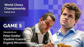 Carlsen - Nepomniachtchi | Game 5 | Svidler, Kramnik and Miroschnichenko | World Chess Championship