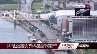 Motorcyclist dead after being ejected off I-64 W in downtown Louisville