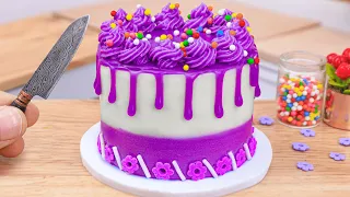 💜Rainbow Cake Recipes 💜 Making Miniature Purple Buttercream Chocolate Cake Decorating Ideas