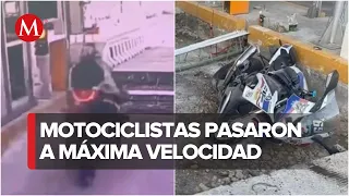 Motociclistas sufren accidente al evitar pagar el peaje en la caseta de Tlalpan