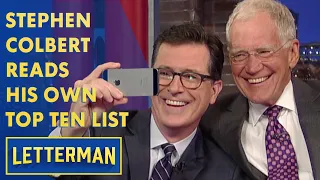 Stephen Colbert Reads His Own Top Ten List | Letterman