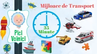 MIjloace de Transport 🚁 🚜 🚒  pentru Copii in Limba Romana 35 Min COLAJ