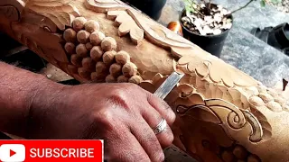 Grapes wood carving