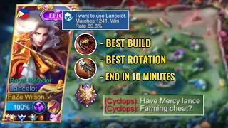 LANCELOT BEST JUNGLE ROTATION TO SOLO RANK UP FASTER!! | AGGRESSIVE GAMEPLAY (END IN 10 MINUTES!🔥)