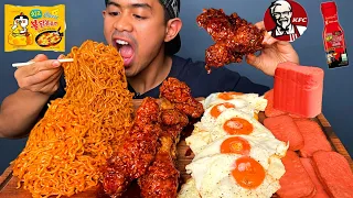 Lebaran MUKBANG SAMYANG KEJU + KFC SAOS SAMYANG + 10 TELUR + DAGING KOTAK!!