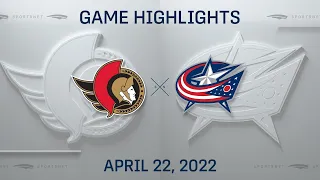 NHL Highlights | Senators vs. Blue Jackets - Apr 22, 2022