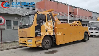 China FAW J6L 4x2 12Tons Lifting Capacity Road Recovery Tow Truck for Beakdown Buses Cars Towing