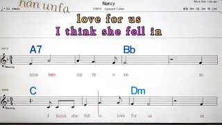 Nancy/Leonard Cohen💋노래방, 통기타 , 코드 큰악보,  가라오케, 반주💖Karaoke, Sheet Music, Chord, MR