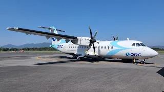 Oriental Air Bridge ATR-42 Landing on the sunny Island GOTO FUKUE