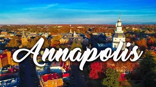 A drone flight over beautiful Annapolis, Maryland in the fall / Aerial 4k