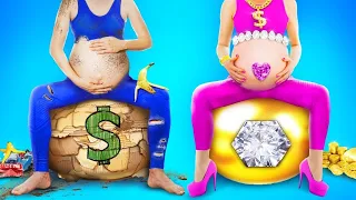 Grávida Rica vs Grávida Pobre | Pais com Filhos Riquíssimos vs Falidos por RATATA BOOM