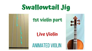 💃🏽 🕺🏽 SWALLOWTAIL ☘ 🍀 JIG, 1st violin part. PLAY ALONG Violin Tutorial. ANIMATED VIOLIN TAB 🎻🔢