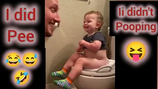 I did pee . I didn't poop 🤭.. cute baby explaining to father 😂😂