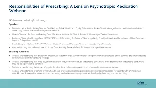 Responsibilities of Prescribing: A Lens on Psychotropic Medication Webinar