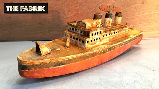 Abandoned rusty toy - Antique JEP boat 1930 - Full restoration