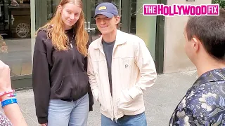 Zendaya's Boyfriend Tom Holland Shows Love To Spider-Man Fans Outside His Hotel In New York, NY