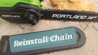 ReInstall Chain on Portland 14" Electric Chainsaw  (58949)