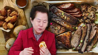 Korean Grandma Tries 'American BBQ' for the first time