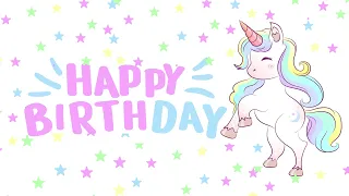 4K NO Sound - Unicorn Happy Birthday Banner