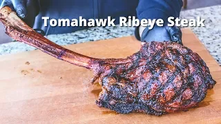 Tomahawk Ribeye Steak | Grilled Tomahawk Ribeye on Charcoal Grill