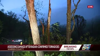 Crews assessing overnight damage after radar-confirmed tornadoes in Warren County