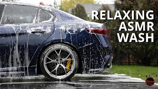 Relaxing Car Wash In The Rain | ASMR | Alfa Romeo Quadrifoglio