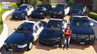 GTA 5 - Stealing Olathe Kansas Police Department Vehicles with Michael! | (Real Life Cars) #132