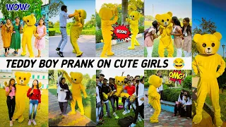 Teddy bear prank on cute girls 😅| Very funny video 😂😂 #teddyboy #funny #no1trending