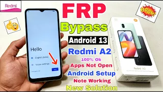 Redmi A2 FRP Bypass Android 13 | New Trick | Redmi A2 Google Account Bypass Without Pc | 100% Ok |