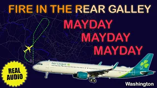 Aer Lingus A321neo declared MAYDAY due to fire in the galley. Washington Dulles. Real ATC