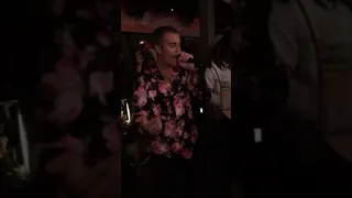 Justin Bieber singing “Peaches” at a party in Los Angeles, California June 17