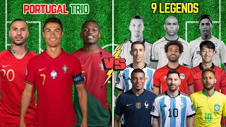 Ronaldo & Leao & Quaresma 🆚 9 Legends (Messi, Neymar, Mbappe, Salah, Son Heung Min)💪⚽🔥