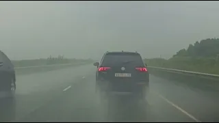 First rain after a month drought in Surgut, Siberia