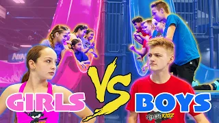 Boys vs Girls Ninja Kidz Action Park Challenge!