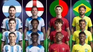 Argentina 🆚 England 🆚 Portugal 🆚 Brazil 🔥😲 (Messi, Ronaldo, Neymar, Vinicius, Alvarez, Leao) 🔥😲.